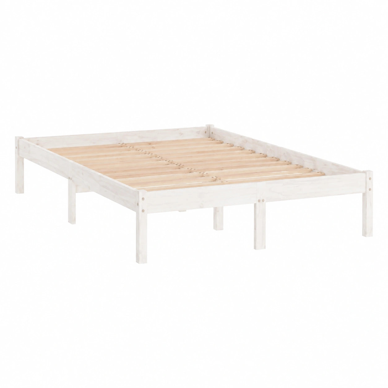 Massivholzbett aus Kiefernholz, weiß, 120x200cm, Doppelbett-Gestell