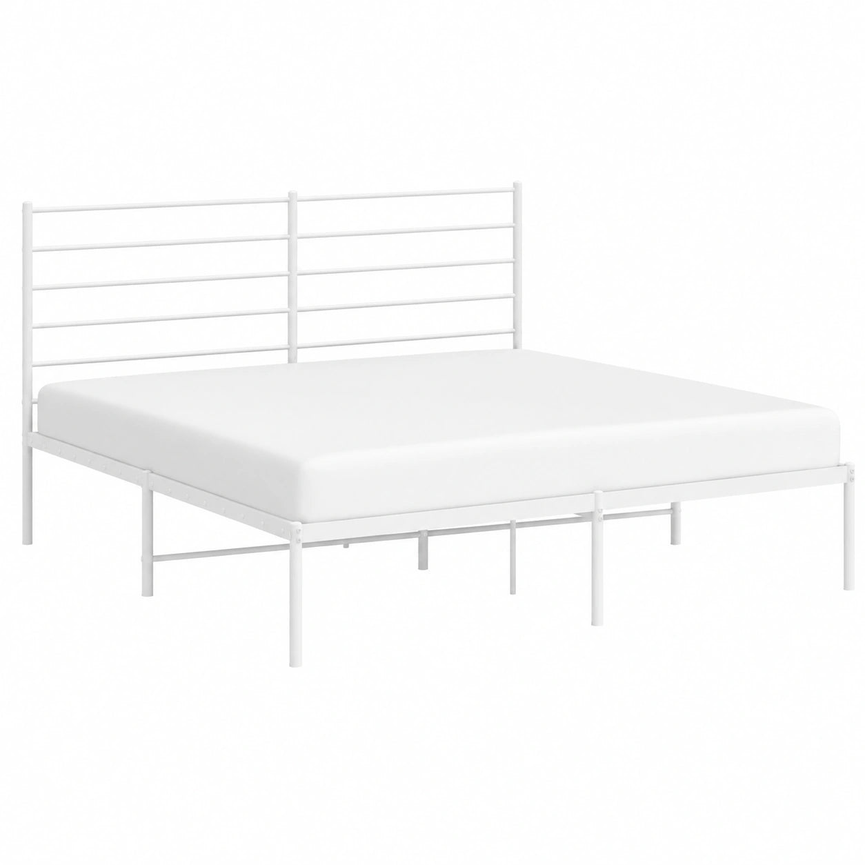 Metall-Doppelbettgestell 200x200 cm mit Kopfteil, robust inkl. Lattenrost, für Schlafzimmer in Weiß