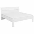 Modernes Doppelbett mit Kopfteil und Stauraum in Alpinweiß