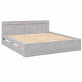 Modernes Doppelbett mit Lattenrost und Kopfteil, Stauraumfunktion, Betongrau, 200x200cm