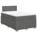 Boxspringbett mit LED-Beleuchtung und Matratze, Polsterbett 120x200 cm, dunkelgrau