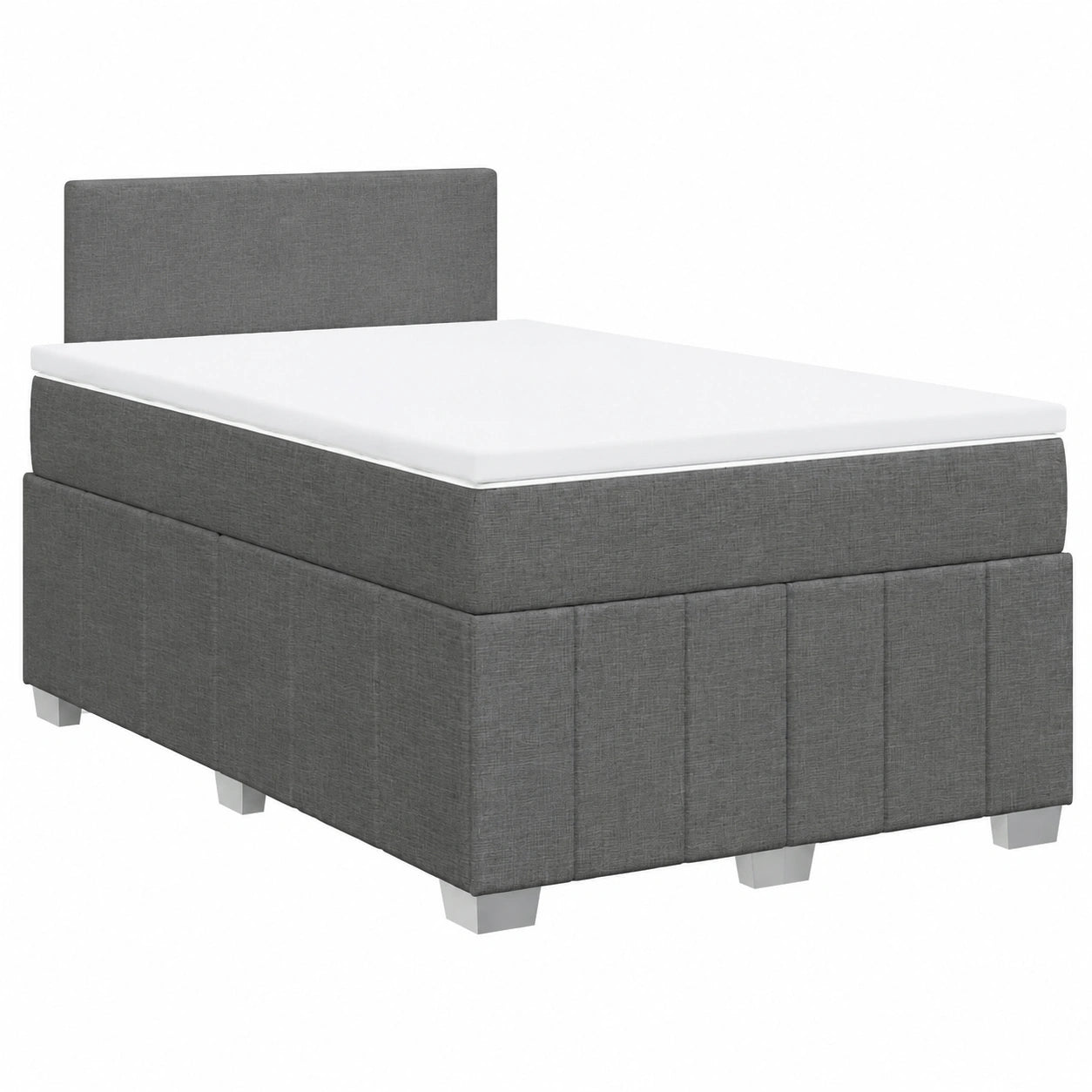 Boxspringbett mit LED-Beleuchtung und Matratze, Polsterbett 120x200 cm, dunkelgrau