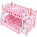 Puppenhaus Möbelset: Doppelbett mit Bettwäsche für Puppen