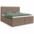 Sofnet Boxspringbett Mollo mit Stauraum, Doppelbett inkl. Bonell-Matratze und Topper, Polsterbett im weichen Cordstoff, Schlafzimmermöbel in Braun, 140 x 200 cm