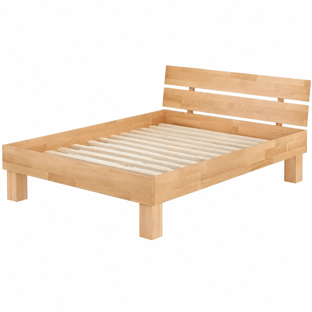 Massives Doppelbett aus Buche 140x200 mit Lattenrost