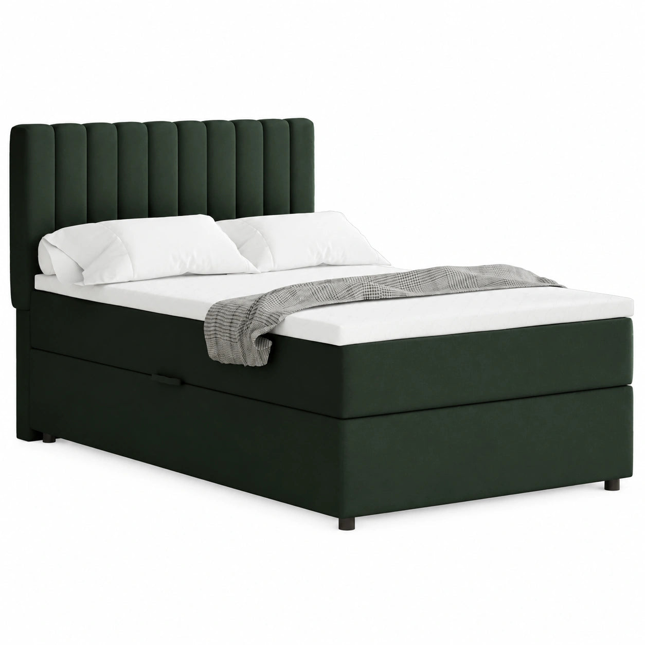 Modernes Boxspringbett Everest 120x200 cm mit Matratze und Topper, Polsterbett mit Stauraum