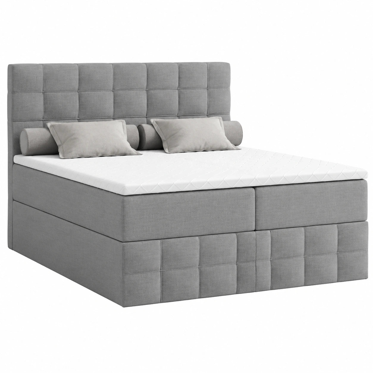 Modernes Boxspringbett MERA mit Bettkasten und Bonell-Federkernmatratze, Dunkelgrau, 160 x 200 cm