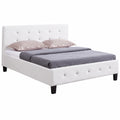 Elegantes Polsterbett Kingston 140x200 cm mit Strassakzenten und Lattenrost, weißes Lederimitat