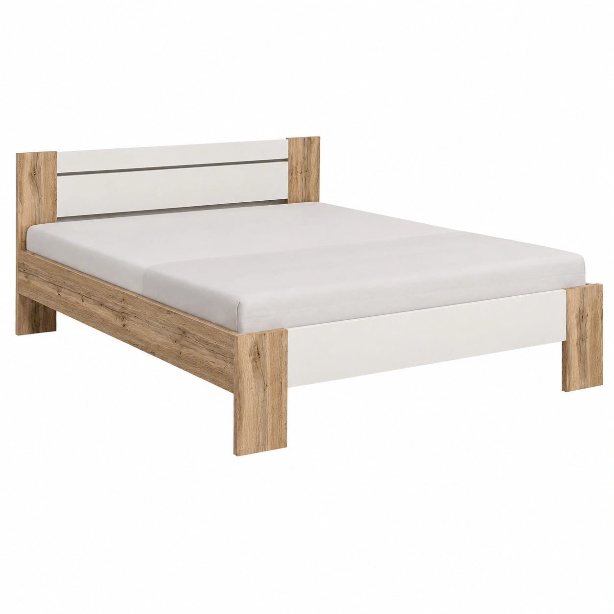 Modernes Futonbett 140x200 cm in Wildeiche und Weiß - Komfort für Jugendzimmer