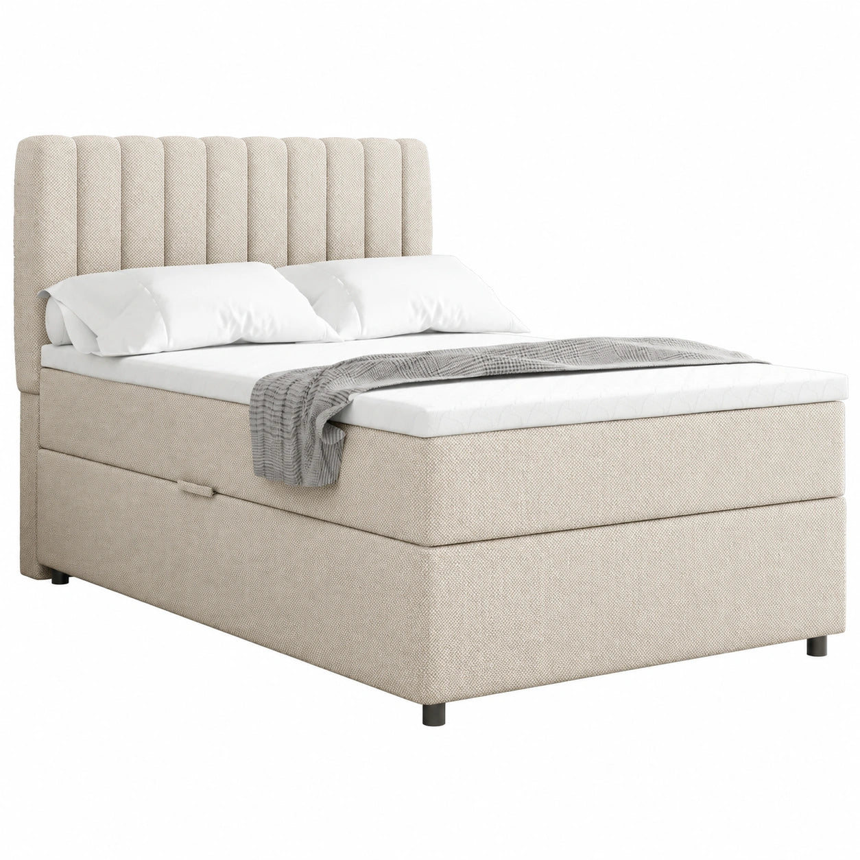 Luxuriöses Boxspringbett Everest 120x200 cm mit Bettkasten und Topper, Modernes Polsterbett für maximalen Schlafkomfort