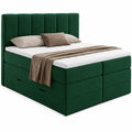 Sofnet Boxspringbett Star XL mit Bettkästen und Topper, Velours-Doppelbett mit Stauraum in Grün, 180x200 cm