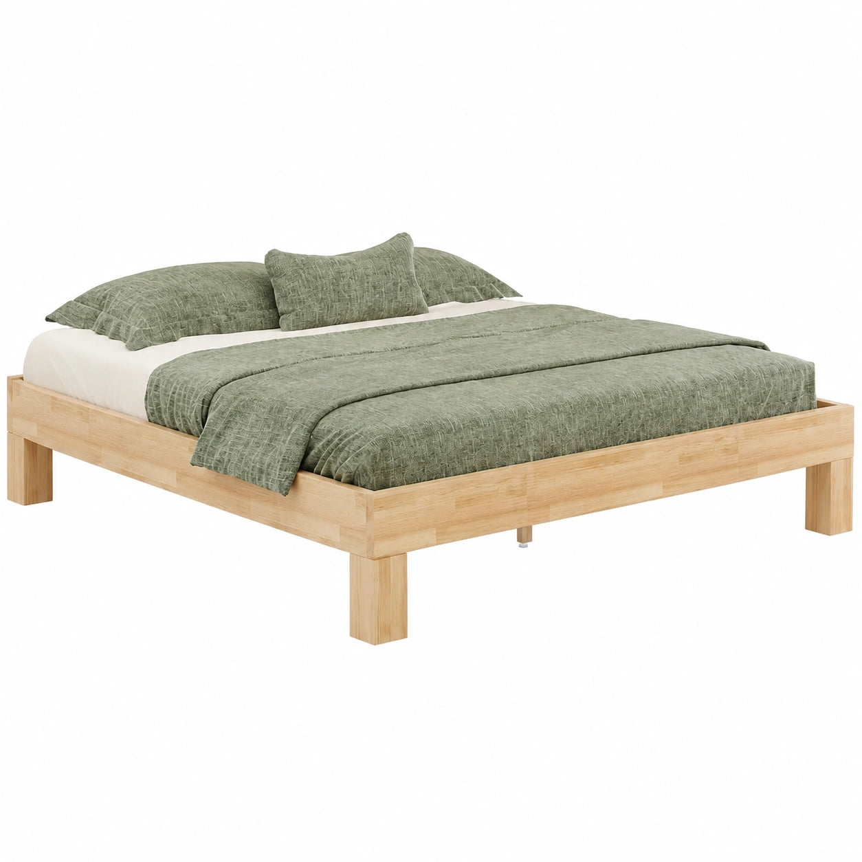 Floki Massivholzbett aus geölter Buche 180x200 cm - robustes Rahmengestell für Doppelbett ohne Kopfteil