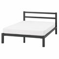 Modernes Metallbett 160x200 cm mit Kopfteil und Stauraum, Inklusive Lattenrost, Einfache Montage, Schwarz