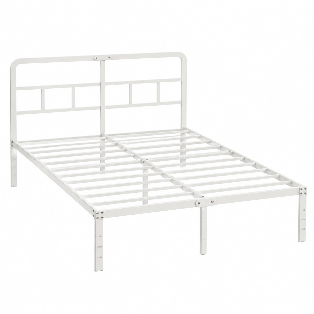 Metall-Doppelbett 180x200 cm Weiß mit Lattenrost und Stauraum