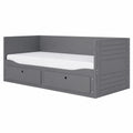 Interbeds Hermes Funktionsbett 80x200 cm auf 160x200 cm mit Schubladen, MDF & Holz, Gästebett für Kinder und Erwachsene, Grau