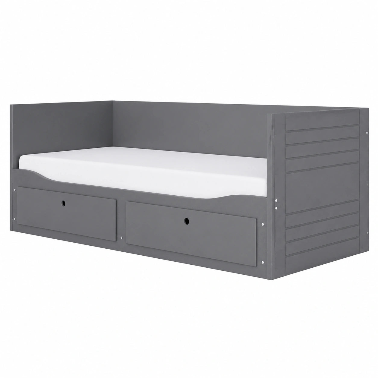 Interbeds Hermes Funktionsbett 80x200 cm auf 160x200 cm mit Schubladen, MDF & Holz, Gästebett für Kinder und Erwachsene, Grau