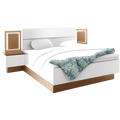 Elegantes Doppelbett mit LED-Licht 180x200 cm - Schlafzimmer-Set in Wildeiche-Optik, Weiß