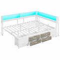 Multifunktionales Jugendbett 140x200cm mit Stauraum, LED und Ladefunktion - Weiß