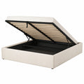Modernes Boxspringbett 180x200cm mit Stauraum und LED-Licht, Doppelbett mit USB-Ladefunktion, Polsterbett in Beige