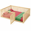 Montessori Kinderbett 140x200 cm Massivholz mit Tür und Rausfallschutz