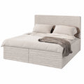 Masseno Boxspringbett PISA 140x200 cm mit Matratze, Topper und Stauraum - Creme, TILIA 03