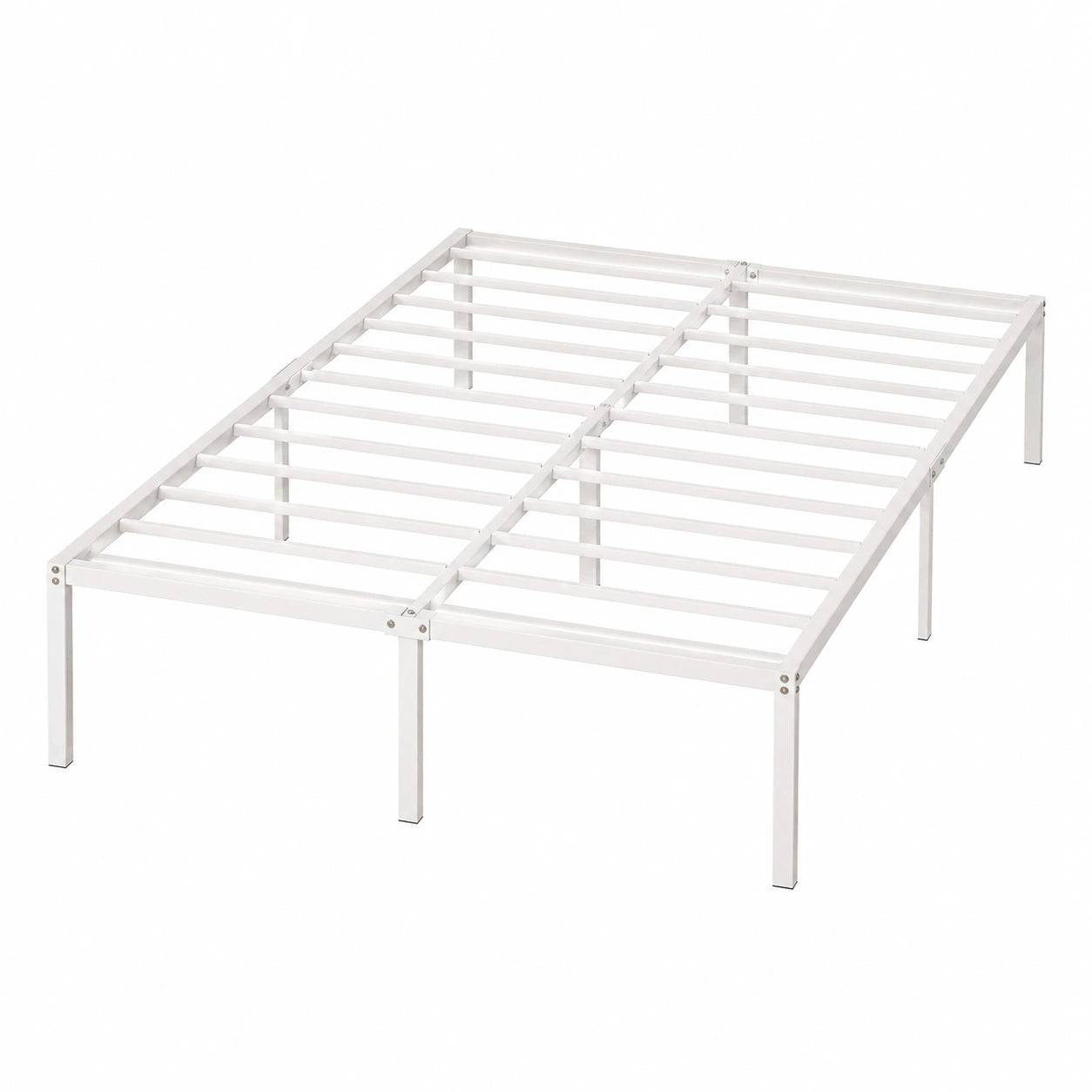 Metallbett 120x190 cm mit Lattenrost, stabiles Doppelbett, einfache Montage, Weiß