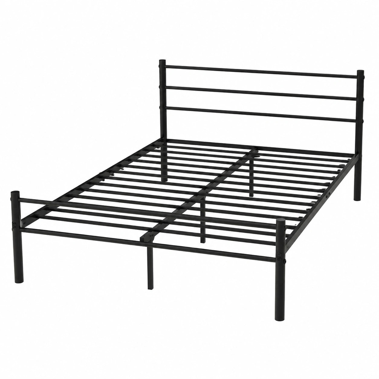 Stilvolles Metallbett 120x200 cm mit Lattenrost und Kopfteil - Doppel- und Jugendbett für Schlafzimmer und Gästezimmer in Schwarz