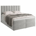 Bromarkt Boxspringbett H3 160x200cm mit Bettkasten und Topper, Doppelbett Denver Grau