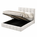 Stauraumbett Ladia, Polsterbett mit Hebemechanismus, Doppelbett bis 300 kg, Stoffbezug Creme, 160 cm