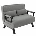 Hawthyhome Multifunktionales Schlafsofa 4-in-1, Zweisitzer mit Bettfunktion und Kissen, Platzsparendes Gästebett, Verstellbare Rückenlehne, Belastbar bis 300 kg, Metallrahmen, Dunkelgraues Leinen