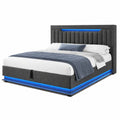Modernes Polsterbett 160x200 cm mit LED, Stauraum & USB-C Ladefunktion, inklusive Matratze