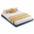 Modernes IRONCK Polsterbett 140x200 cm mit LED und Ladestation, schwebendes Design in Grau